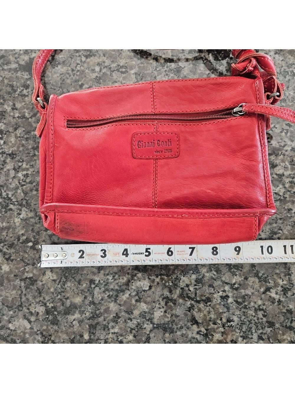 Gianni Conti Padua Red Leather Crossbody Messenger Bag - Picture 6 of 7